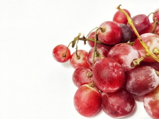 Bunch of red grapes on white background for advertising