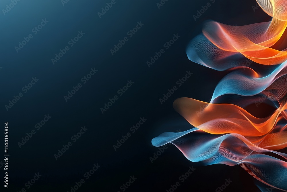 Poster colorful abstract waves create a dynamic visual effect on a dark background with a smooth gradient a