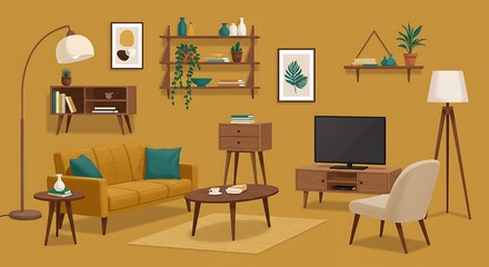 Modern Minimalist Living Room with a Retro Touch