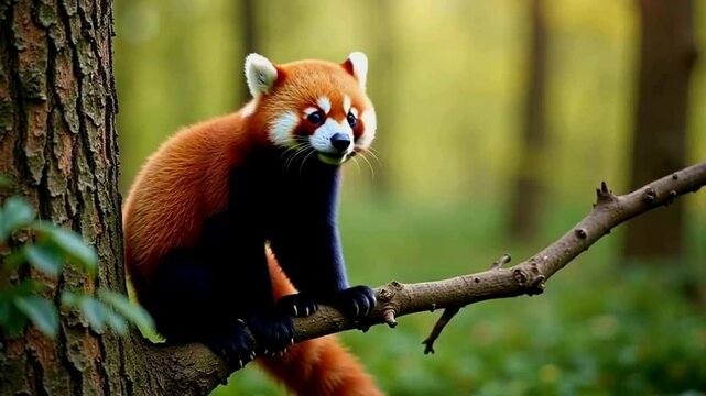 red panda eating bamboo