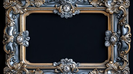 Ornate silver gold frame diamond embellishments highlighting luxurious craftsmanship beauty high-end decorative frames ideal showcasing artwork or as symbol elegance