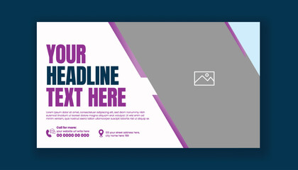 Horizontal vector banner template for youtube video thumbnail design and corporate business website banner