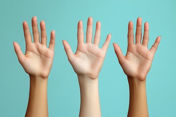Obraz premium Set of woman hands showing five fingers and palm. Isolated with clipping path.