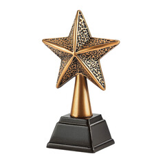 Golden Star Trophy on Black Base Displayed Tall