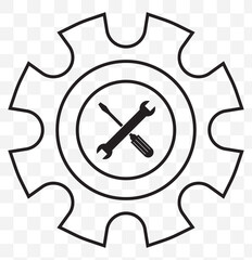 Service tool icon on white background. gear icon, technical assistance and service concept. eps 10.