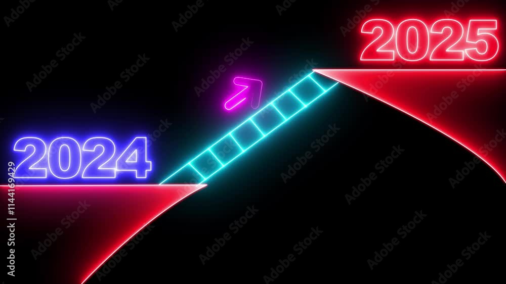 Poster new year 2024 to 2025 year change concept. animation happy new year 2025 with glow, animated switchi