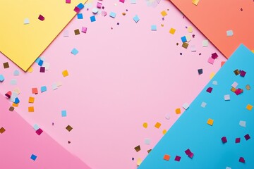 Vibrant confetti on multicolored background