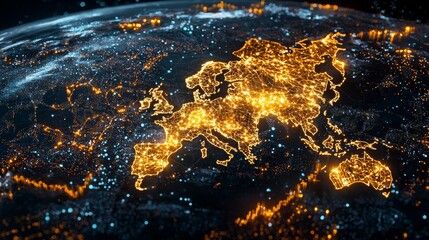 Visualizing the global economy glowing charts and interconnected data trends