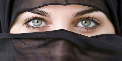 Naklejka premium Celebrating World Hijab Day with a modern lifestyle portrait of a woman in a hijab