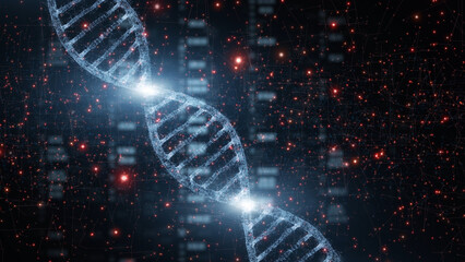 Artistic digital 3d dna chain data illustration.