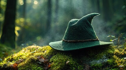 Robin Hood Hat Mysterious Forest Setting: Adventure-Themed Photography Featuring Iconic Robin Hood Hat Worn Mystical Forest Natural Light Atmospheric Elements Fantasy Adventure Art