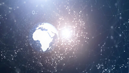 3d digital data technology with earth sphere illustration.