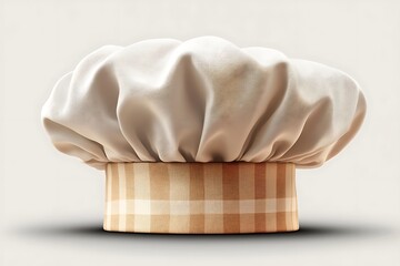 Blank white toque chef hat mockup, no gravity, 3d rendering. Empty professional french chief cap uniform mock up, isolated. Clear fabric headwear for restaurant cooker template.