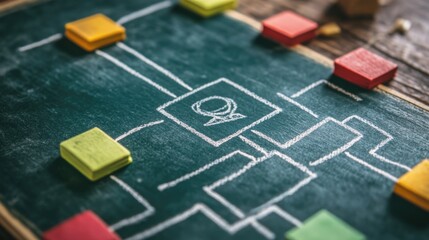 Customer journey map with chalk on green board, Customer Journey Map, visual business strategy