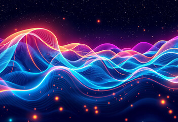 Futuristic neon wave patterns, stylish premium backdrop for visuals