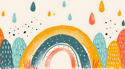 Obraz premium Whimsical Watercolor Rainbow Illustration for Children