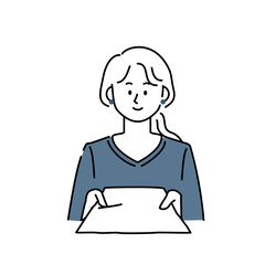 書類を受け取る/渡す女性