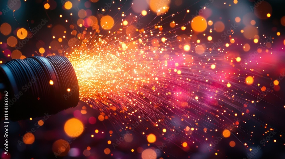 Poster sparkling light effect with vibrant bokeh background.
