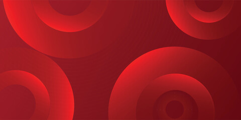 Abstract red banner background. Glowing geometric shapes graphic design. Round elements. Futuristic circle shapes. Suit for presentation, cover, brochure,
