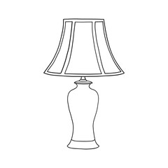 Outline Illustration of a Classic Table Lamp - PNG