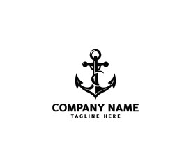 Vector anchor logo design. Marine retro emblems logo with anchor. Monochrome sea anchor illustration