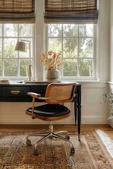 Welllit home office large window comfortable desk ergonomic chair inviting productivity warmth