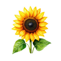 Fototapeta premium Bright Yellow Sunflower in Watercolor Style