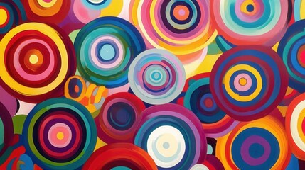 Fototapeta premium Abstract Colorful Concentric Circles Art Painting