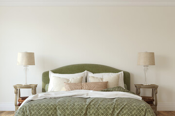 Modern bedroom interior. 3d render.