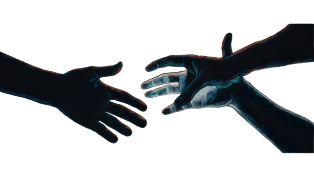 Hands Reaching Together in Unity Illustration
