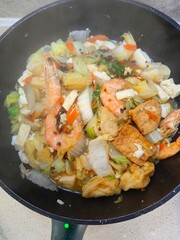 fried shrimp in a pan
