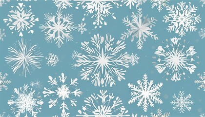 Delicate snowflakes gracefully adorn a serene blue background, evoking winter's charm