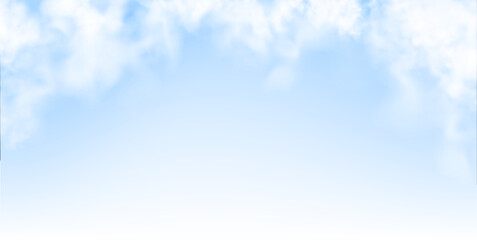 Nature sky beautiful blue and white clouds white transparent background PNG. Cloud texture, fire smoke wave, foggy nature. Abstract white and blue color gradient background.