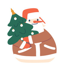 Snowman wearing santa costume vector illustration