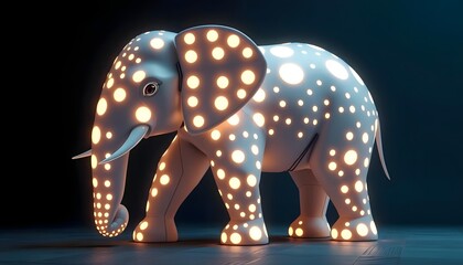 Fototapeta premium Illuminated Elephant: A Digital Masterpiece