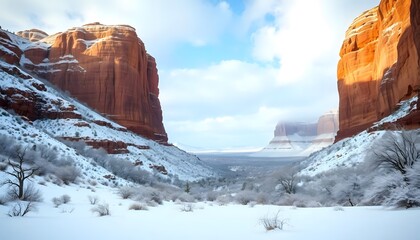 Monument Valley Winter Wonderland Majestic Red Rocks Covered in Snow