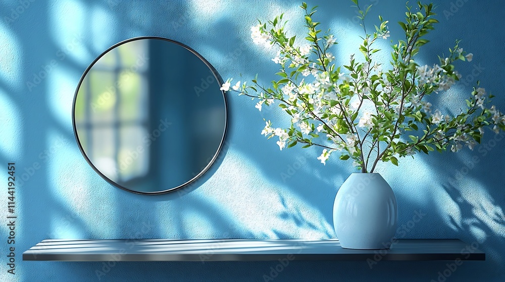 Aufkleber minimalist entryway with sleek console small mirror and decorative vase inviting simplicity and calm