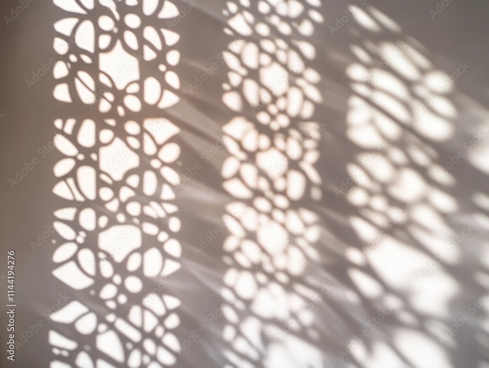 Poster intricate sunlight pattern casting on wall.