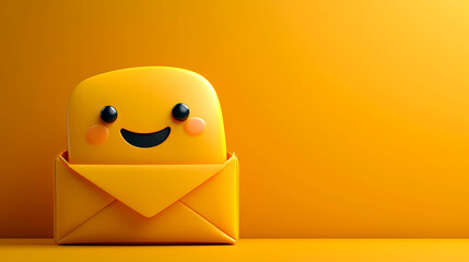 Happy emoji in yellow envelope.
