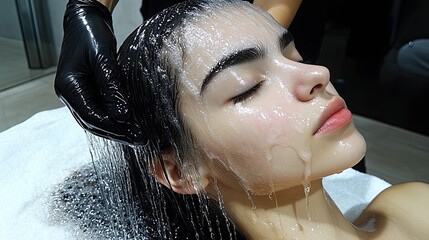 Relaxing hair wash experience at a salon with a focus on pampering and rejuvenation