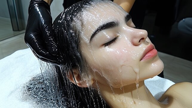 Relaxing hair wash experience at a salon with a focus on pampering and rejuvenation