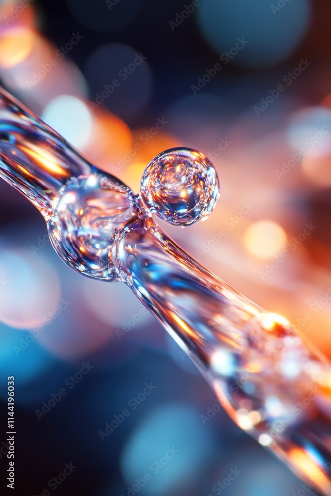 Aufkleber a close-up view of water droplets showcasing their reflective properties and the interplay of light,