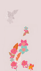 Digital design Kurti Front Side With Digital Background motifs