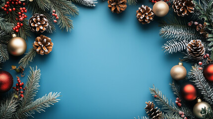 Christmas banner or greeting card background with christmas light and decoration