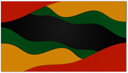 Black history month paper cut color background, african flag colors, icon of african american colors red yellow green black texture background, vector illustratioin