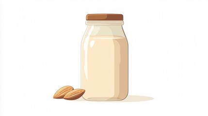 Almond Milk Vector Illustration - Single 2D Design for Creative Projects