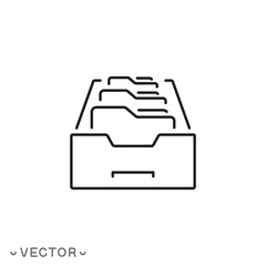 folder case archive icon, document database organization, digital document concept, thin line symbol isolated on white background, editable stroke eps 10 vector illustration