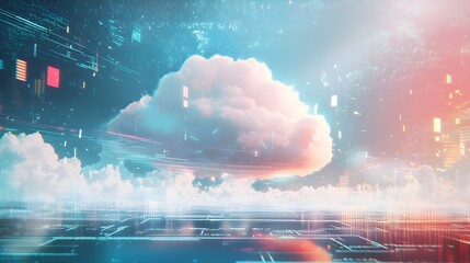 Ethereal Cloud Computing Concept with Light Pastels