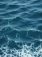Deep blue ocean, churning waves, whitecaps, sea foam texture, graphic, serene, trough