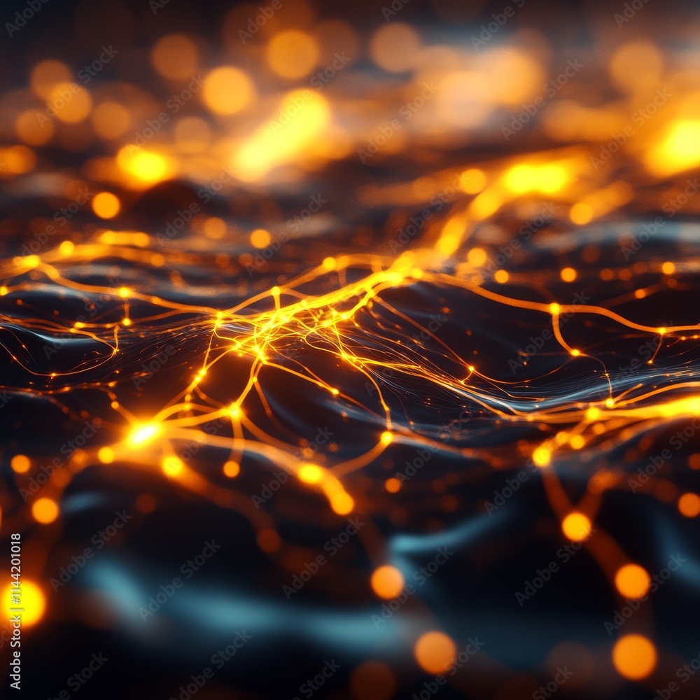 Poster a mesmerizing abstract representation of glowing lines and waves, showcasing dynamic energy flows an